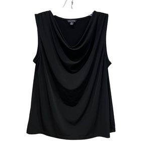 George sleeveless drop neck blouse black size large